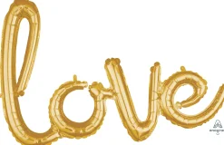 Ystävänpäivä|Erikoisilmapallot>Anagram International Inc, 7700 Anagram Drive, MN 55344-7307, USA, http://www.anagramballoons.com/ LOVE kaunokirjaimet kullanvärinen puhallettava foliopallo