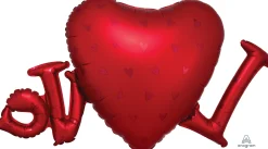 Ystävänpäivä|Muotofoliopallot>Anagram International Inc, 7700 Anagram Drive, MN 55344-7307, USA, http://www.anagramballoons.com/ Love satiinisydän muotofoliopallo