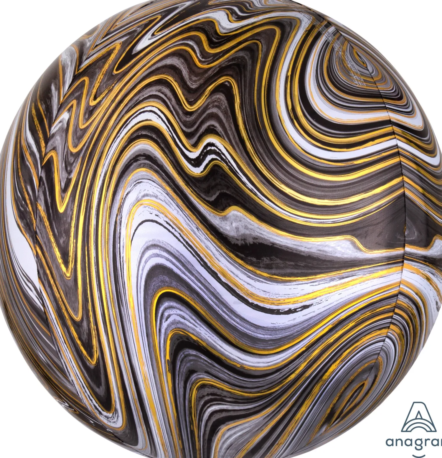 Erikoisfoliopallot>Anagram International Inc, 7700 Anagram Drive, MN 55344-7307, USA, http://www.anagramballoons.com/ Marmori pallokas musta 3D muotofoliopallo