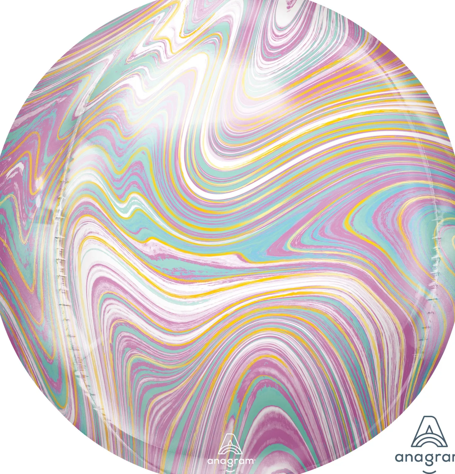 Erikoisfoliopallot>Anagram International Inc, 7700 Anagram Drive, MN 55344-7307, USA, http://www.anagramballoons.com/ Marmori pallokas pastelli 3D muotofoliopallo