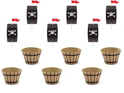 Muffinssivuoat Ja Kakkupaperit|Muut Juhlatarvikkeet>PartyDeco sp. z o.o. sp. k., ul. Kolumba 1, 70-035 Szczecin, www.partydeco.com Merirosvo muffinsin koristelusetti