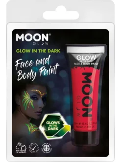 Kasvovärit|Halloween>Smiffys II Ltd., New Lane, Leeds, LS11 5DZ United Kingdom, www.smiffys.com Moon kasvovärituubi pimeässä hohtava oranssinpunainen 12 ml