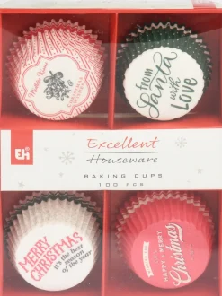 Joulu|Muffinssivuoat Ja Kakkupaperit>Koopman International B.V., Distelweg 88, 1031 HH AMSTERDAM, www.koopmanint.com Muffinssivuokasetti jouluiset tekstit 100 kpl/pkt