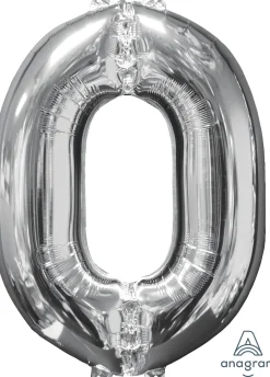 Numerofoliopallot>Anagram International Inc, 7700 Anagram Drive, MN 55344-7307, USA, http://www.anagramballoons.com/ Numerofolio 0 hopeanvärinen 66 cm