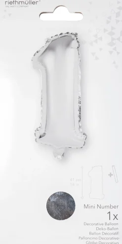 Erikoisilmapallot>Riethmüeller Numerofolio 1 hopeanvärinen puhallettava 35 cm