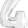 Erikoisilmapallot>Riethmüeller Numerofolio 4 hopeanvärinen puhallettava 35 cm