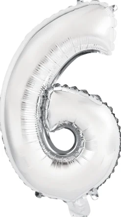 Erikoisilmapallot>Riethmüeller Numerofolio 6 hopeanvärinen puhallettava 35 cm