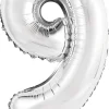 Erikoisilmapallot>Riethmüeller Numerofolio 9 hopeanvärinen puhallettava 35 cm