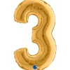 Numerofoliopallot|Erikoisilmapallot>Grabo Numerofolio 3 kullanvärinen puhallettava 35 cm