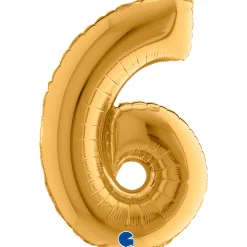 Erikoisilmapallot>Grabo Numerofolio 6 kullanvärinen puhallettava 35 cm