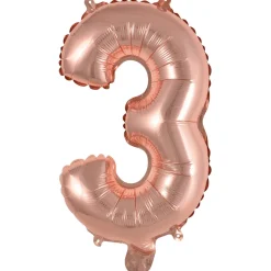 Erikoisilmapallot>Riethmüeller Numerofolio 3 ruusukullanvärinen puhallettava 35 cm