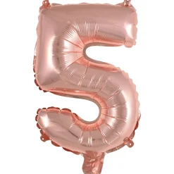 Erikoisilmapallot>Riethmüeller Numerofolio 5 ruusukullanvärinen puhallettava 35 cm