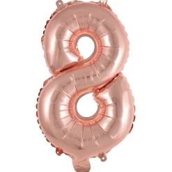 Erikoisilmapallot>Riethmüeller Numerofolio 8 ruusukullanvärinen puhallettava 35 cm