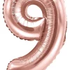Numerofoliopallot|Erikoisilmapallot>PartyDeco sp. z o.o. sp. k., ul. Kolumba 1, 70-035 Szczecin, www.partydeco.com Numerofolio 9 ruusukullanvärinen ilmatäytteinen 35 cm