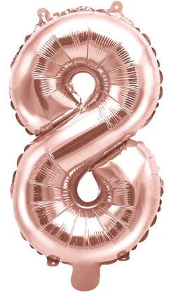 Numerofoliopallot|Erikoisilmapallot>PartyDeco sp. z o.o. sp. k., ul. Kolumba 1, 70-035 Szczecin, www.partydeco.com Numerofolio 8 ruusukullanvärinen ilmatäytteinen 35 cm