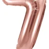 Numerofoliopallot|Erikoisilmapallot>PartyDeco sp. z o.o. sp. k., ul. Kolumba 1, 70-035 Szczecin, www.partydeco.com Numerofolio 7 ruusukullanvärinen ilmatäytteinen 35 cm
