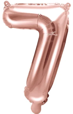 Numerofoliopallot|Erikoisilmapallot>PartyDeco sp. z o.o. sp. k., ul. Kolumba 1, 70-035 Szczecin, www.partydeco.com Numerofolio 7 ruusukullanvärinen ilmatäytteinen 35 cm