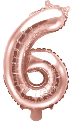 Numerofoliopallot|Erikoisilmapallot>PartyDeco sp. z o.o. sp. k., ul. Kolumba 1, 70-035 Szczecin, www.partydeco.com Numerofolio 6 ruusukullanvärinen ilmatäytteinen 35 cm