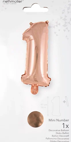 Erikoisilmapallot>Riethmüeller Numerofolio 1 ruusukullanvärinen puhallettava 35 cm