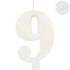 Kynttilät>Givi Italia S.r.l, Via Ennio de Monte 117r, 16014 ISOVERDE, www.giviitalia.com Numerokynttilä 9 valkoinen kimalle 9,5 cm
