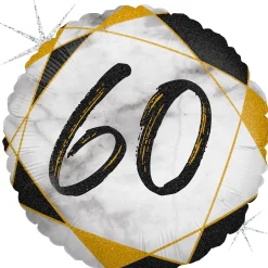 Syntymäpäivät|Syntymäpäivät>Grabo Intl Srl, Via del Lavoro 33, 47853 CORIANO, ITALY, www.graboballoons.com Numero 60 marmori musta foliopallo