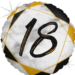Syntymäpäivät|Syntymäpäivät>Grabo Intl Srl, Via del Lavoro 33, 47853 CORIANO, ITALY, www.graboballoons.com Numero 18 marmori musta foliopallo