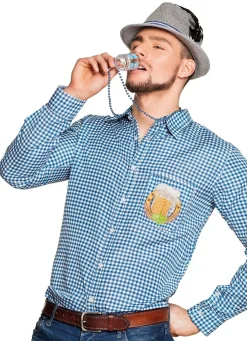 Aikuisten Naamiaisasut|Olutjuhlat>Boland Party Partners, P. O. Box 518, AK ALPHEN A/D RIJN, https://boland.eu Olutjuhla paita sini-valkoruudullinen L