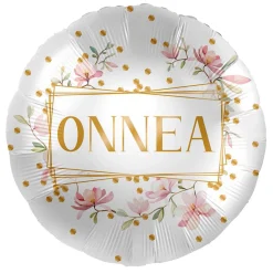 Pienet Foliopallot>Premioloon Onnea vaaleanpunaiset kukat foliopallo