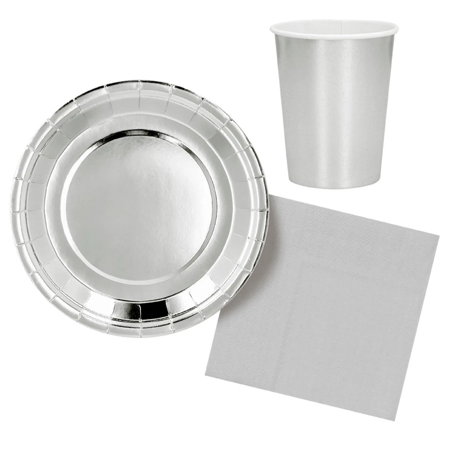 Värikattaus|Lasit Ja Mukit>Boland Party Partners, P. O. Box 518, AK ALPHEN A/D RIJN, https://boland.eu Pahvimuki hopeanvärinen 250 ml 6 kpl/pkt