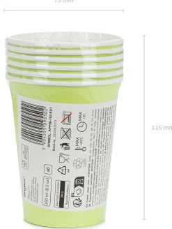 Pääsiäinen|Värikattaus>PartyDeco sp. z o.o. sp. k., ul. Kolumba 1, 70-035 Szczecin, www.partydeco.com Pahvimuki vaaleanvihreä, 250 ml 6 kpl/pkt