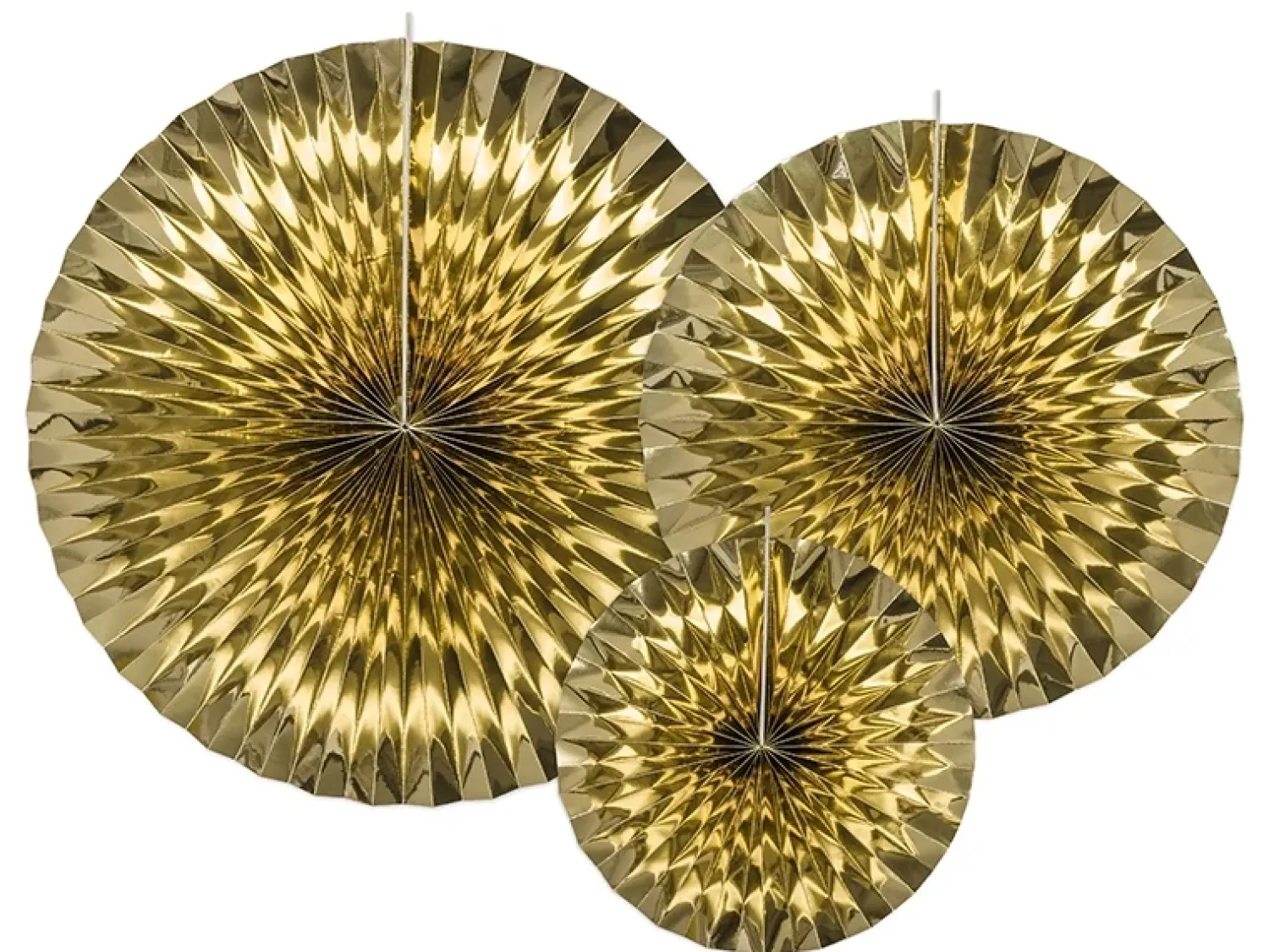 Muut Ripustettavat Koristeet>PartyDeco sp. z o.o. sp. k., ul. Kolumba 1, 70-035 Szczecin, www.partydeco.com Paperiviuhkakoriste kullanvärinen 3 kpl/pkt