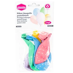 Vappu>Toyrock Oy, Lemminkäisenkatu 46, 20520 TURKU, www.toyrock.fi Pilkut ilmapallo 30cm pastellivärit 5 kpl/pss