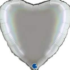 Pienet Foliopallot|Yksiväriset Foliopallot>Grabo Intl Srl, Via del Lavoro 33, 47853 CORIANO, ITALY, www.graboballoons.com Platina sateenkaaren värssä kuultava sydän foliopallo