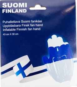 Penkkarit|Suomi>Ilmapallokeskus Balloon Center Oy Part of Toyrock Group, Tiilipojanlenkki 9, 01720 VANTAA, www.ilmapallokeskus.fi Puhallettava Suomi fanikäsi 43 x 30 cm