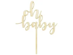 Leivontakoristeet|Muut Koristeet Ja Rekvisiitat>PartyDeco sp. z o.o. sp. k., ul. Kolumba 1, 70-035 Szczecin, www.partydeco.com Puinen kakkukoriste Oh baby, 17cm