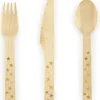 Häät|Häät>PartyDeco sp. z o.o. sp. k., ul. Kolumba 1, 70-035 Szczecin, www.partydeco.com Puiset aterimet kullanväriset tähdet 3x6 kpl/pkt