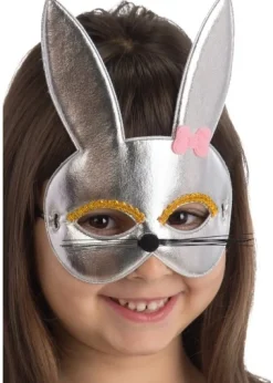 Pääsiäinen|Naamarit Ja Silmikot>CARNIVAL TOYS SRL, VIA GOLDONI 1, 48026 GODO DI RUSSI, RA, www.carnivaltoys.it Puolinaamari hopeanvärinen pupu