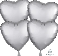 Pienet Foliopallot|Yksiväriset Foliopallot>Anagram International Inc, 7700 Anagram Drive, MN 55344-7307, USA, http://www.anagramballoons.com/ Satiinihopea sydän 4 kpl/pkt tavallinen foliopallo