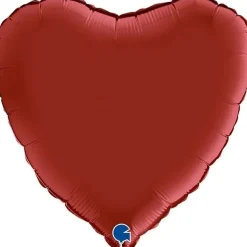 Pienet Foliopallot|Yksiväriset Foliopallot>Grabo Intl Srl, Via del Lavoro 33, 47853 CORIANO, ITALY, www.graboballoons.com Satiinitummanpunainen sydän foliopallo