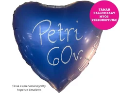 Pienet Foliopallot|Yksiväriset Foliopallot>Grabo Intl Srl, Via del Lavoro 33, 47853 CORIANO, ITALY, www.graboballoons.com Satiinitummansininen sydän foliopallo