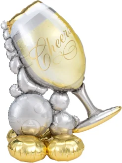 Häät|Häät>Anagram International Inc, 7700 Anagram Drive, MN 55344-7307, USA, http://www.anagramballoons.com/ Shampanjalasi ilmatäytteinen erikoisfoliopallo 129 cm