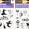 Halloween|Kasvotimantit Ja Siirtotatuoinnit>Goodmark Europe NV, Industrielaan 15, 8520 Kuurne, www.goodmarkgroup.com Siirtokuvat metalliset lajitelmatuote, 2 erilaista