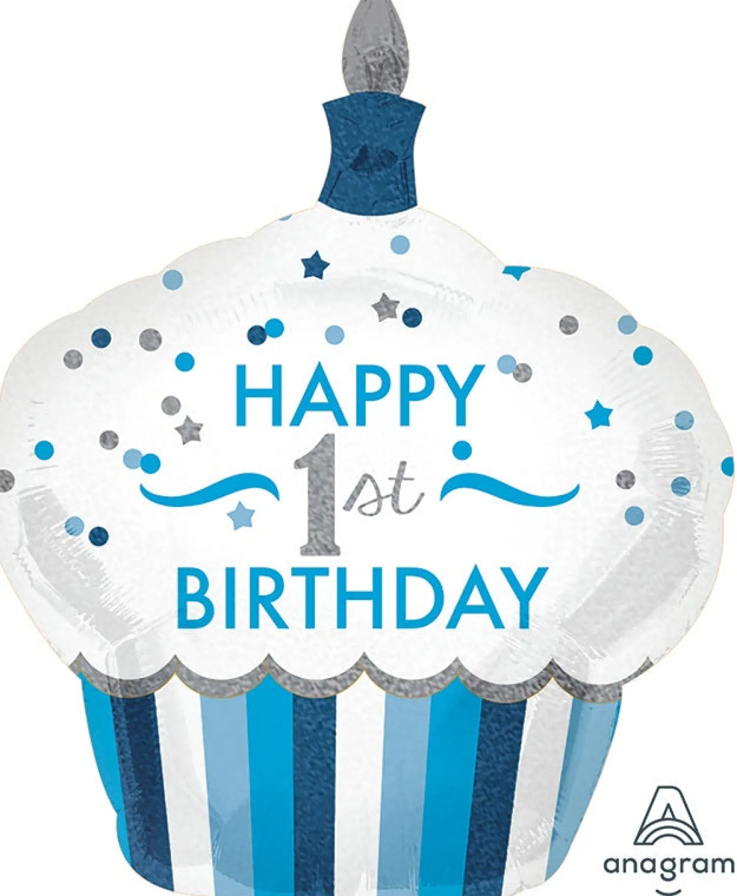 Erikoisfoliopallot>Anagram International Inc, 7700 Anagram Drive, MN 55344-7307, USA, http://www.anagramballoons.com/ 1st Birthday sininen erikoismuotofolio