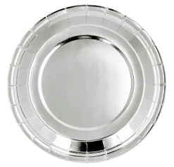 Lautaset|Värikattaus>Boland Party Partners, P. O. Box 518, AK ALPHEN A/D RIJN, https://boland.eu Suuri pahvilautanen hopeanvärinen 23 cm 6 kpl/pkt