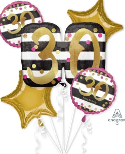 Numerofoliopallot>Anagram International Inc, 7700 Anagram Drive, MN 55344-7307, USA, http://www.anagramballoons.com/ Syntymäpäivät 30 foliopalloasetelmapakkaus