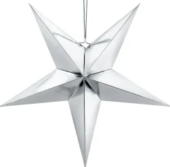 Joulu|Muut Ripustettavat Koristeet>PartyDeco sp. z o.o. sp. k., ul. Kolumba 1, 70-035 Szczecin, www.partydeco.com Tähtikoriste pahvia 70 cm hopeanvärinen 1 kpl/pkt