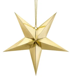 Joulu|Muut Ripustettavat Koristeet>PartyDeco sp. z o.o. sp. k., ul. Kolumba 1, 70-035 Szczecin, www.partydeco.com Tähtikoriste pahvia 45 cm kullanvärinen 1 kpl/pkt