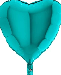 Pienet Foliopallot|Yksiväriset Foliopallot>Grabo Intl Srl, Via del Lavoro 33, 47853 CORIANO, ITALY, www.graboballoons.com Turkoosi sydän foliopallo