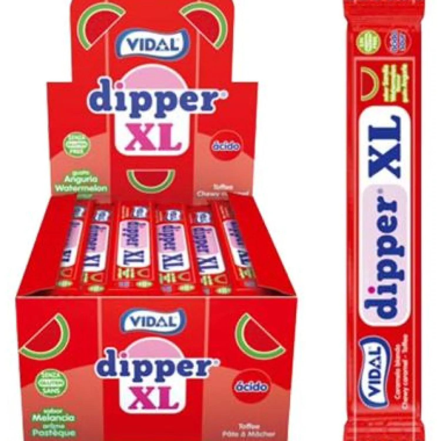 Makeiset|Muut Juhlatarvikkeet>Juhlamaailma Vidal Dipper XL Vesimeloni toffeetanko 10,5g