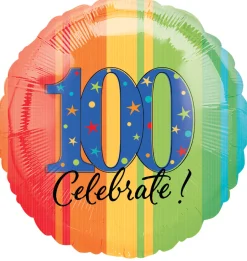 Pienet Foliopallot>Anagram International Inc, 7700 Anagram Drive, MN 55344-7307, USA, http://www.anagramballoons.com/ Värikäs 100 vuotta foliopallo